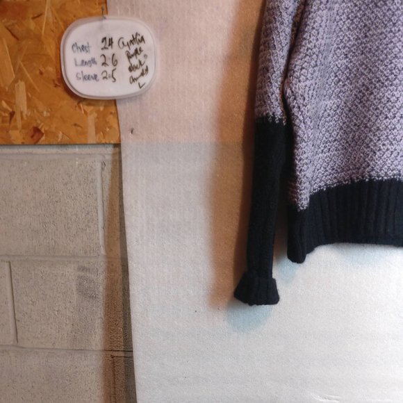 Wool 87% Mohair 9% Mohair blend Lavender black Chunky Knit Sweater XL - Picture 6 of 8